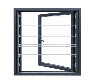 Clear burglar bars fitted across an open window
