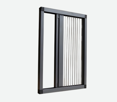 Pleated fly screen in a dark aluminium frame
